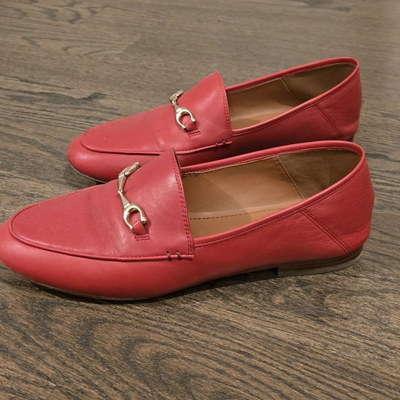 Coach Red Leather Flats with Gold Accent - Picture 4 of 6